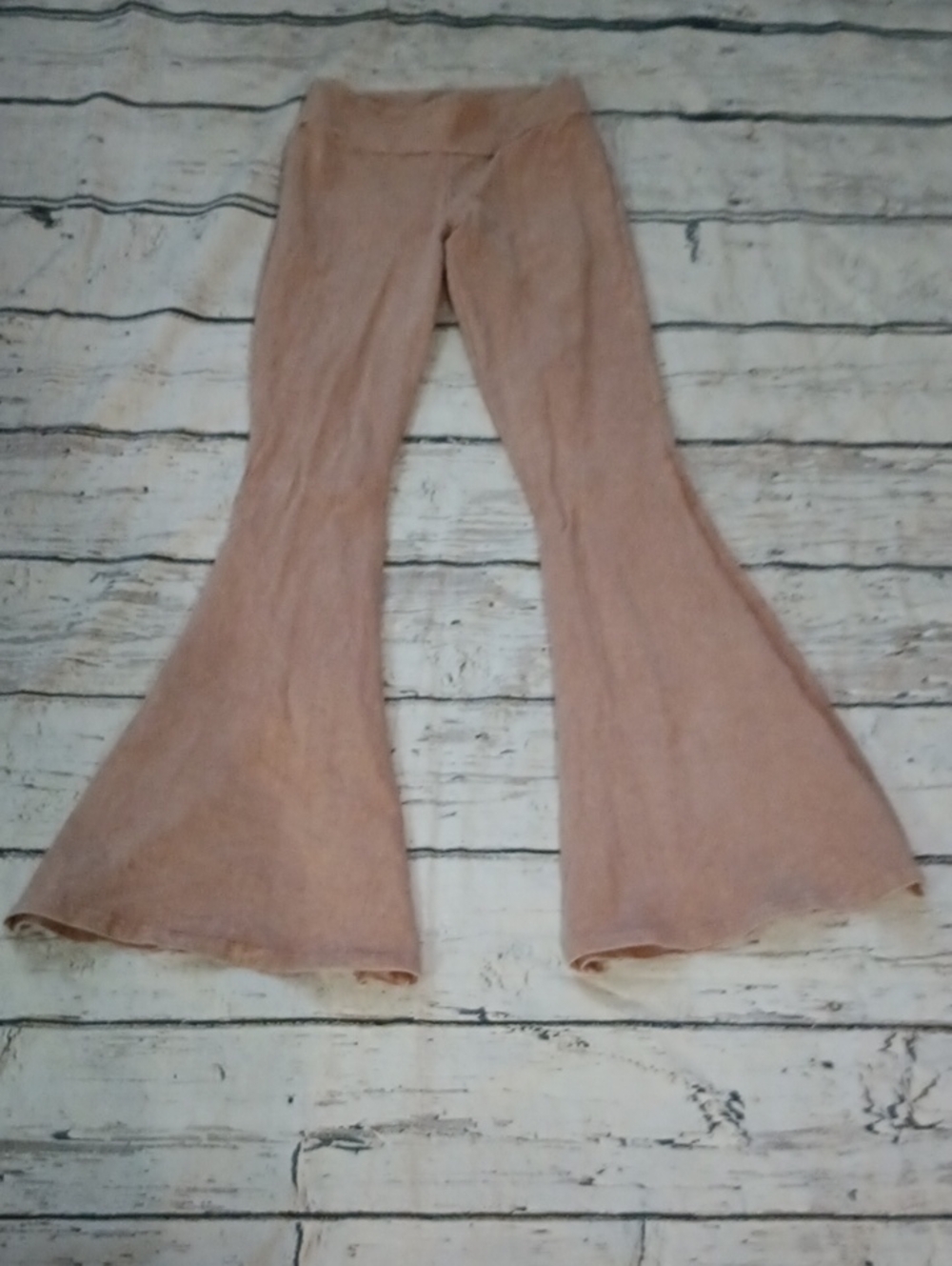 Chatoyant Tan Mineral Wash Cotton Flare Bell Bottom Cotton Blend Leggings M